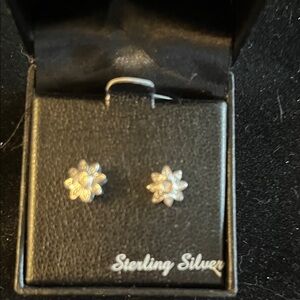Macy's  Diamond Sterling Silver Floral Earrings